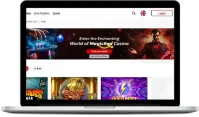 MagicRed casino lobby on a laptop