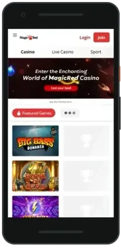 MagicRed app home screen on a phone