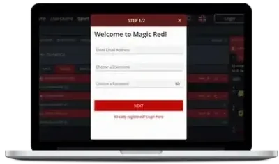MagicRed welcome offer on a computer screen
